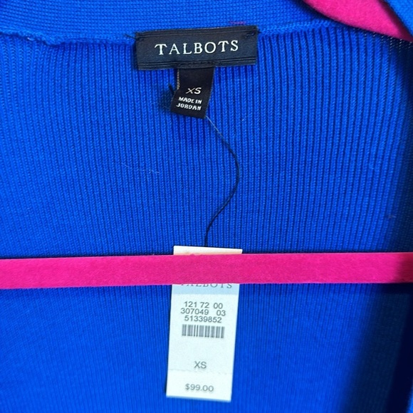 Talbots royal blue 3/4 quarter sleeve open front peplem cardigan size XS NWT - Picture 2 of 3